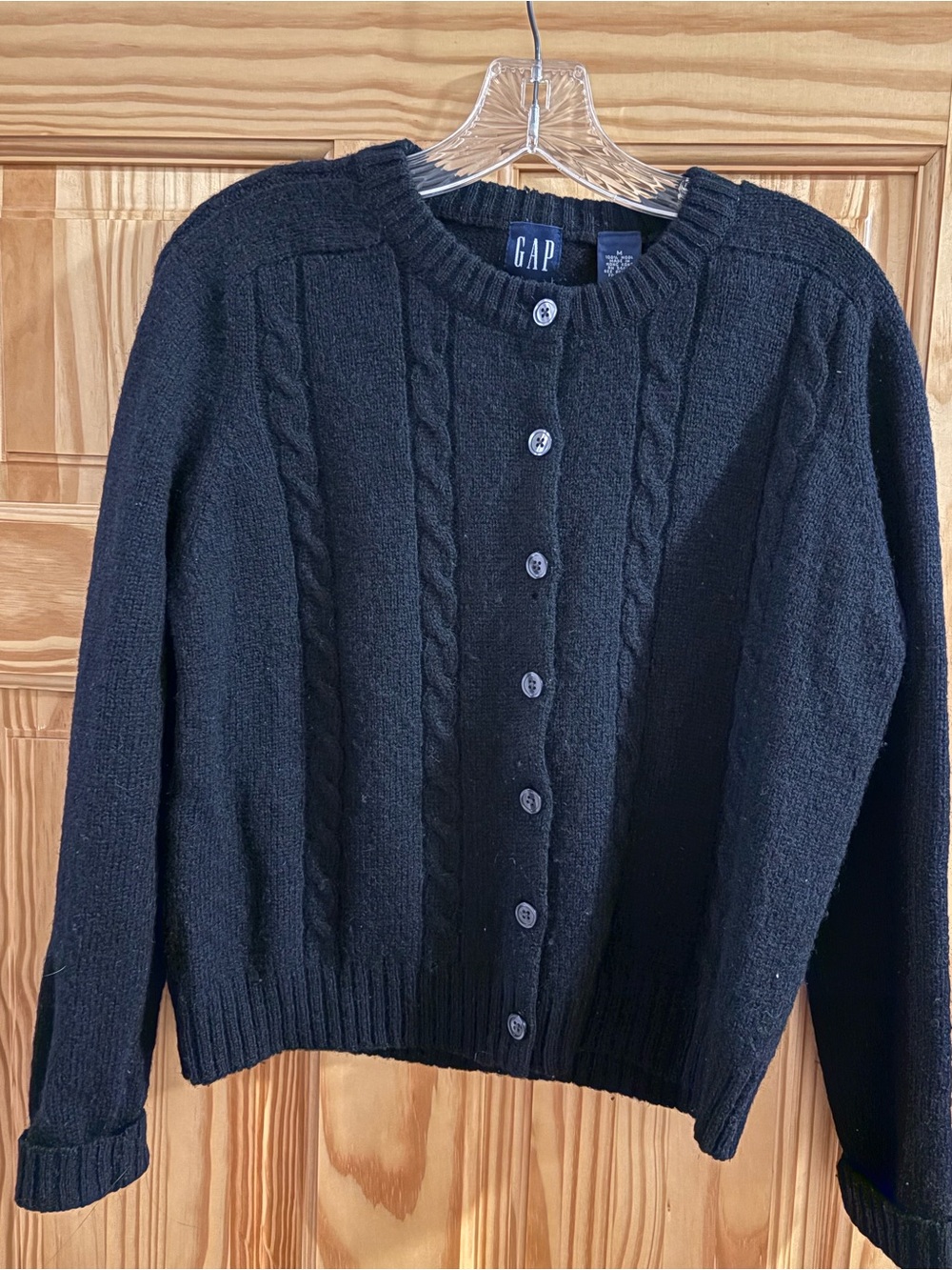 GAP Black Cable-Knit Button Cardigan